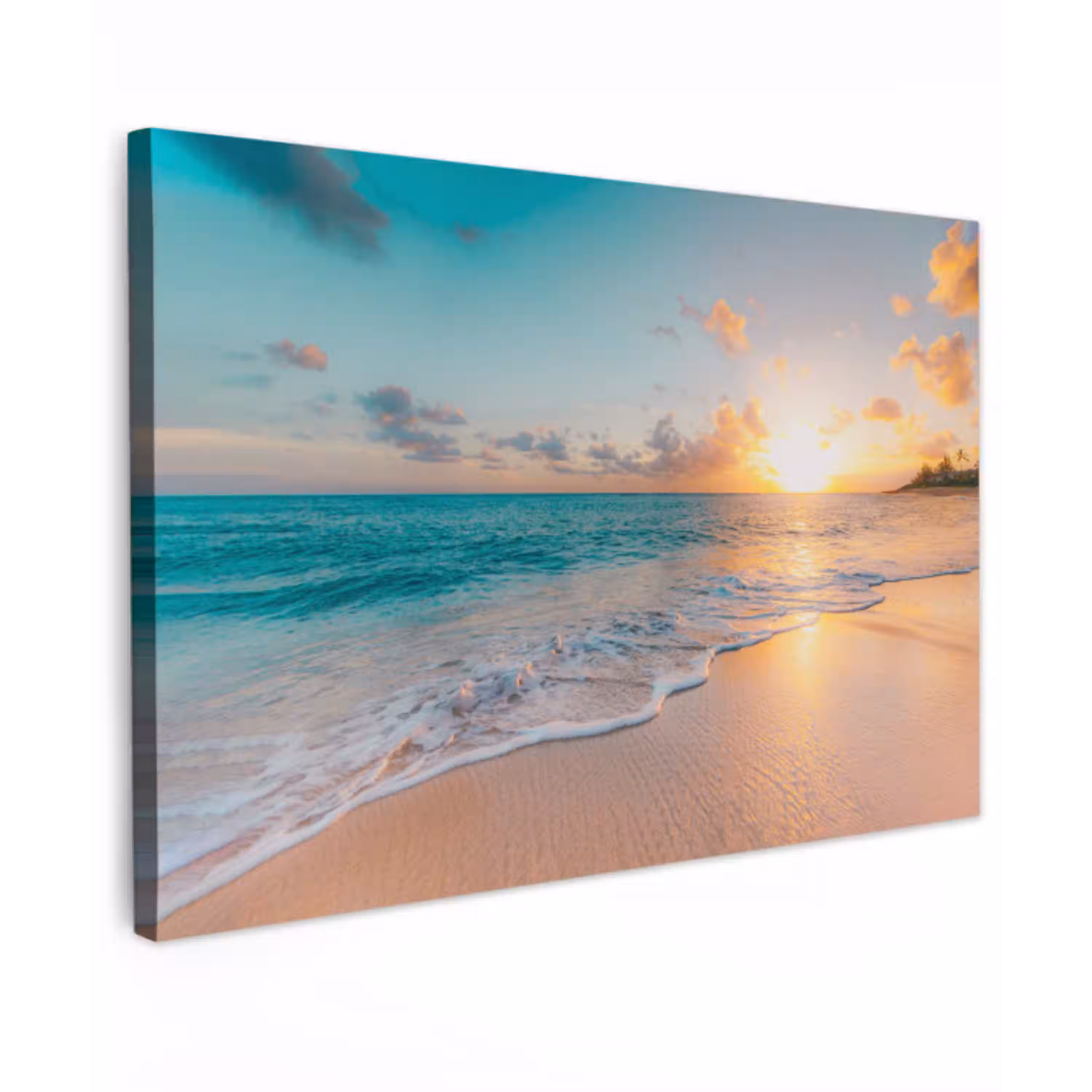 Zonsondergang - Strand - Zee - Zomer - Blauw canvas 2cm klein -z3d