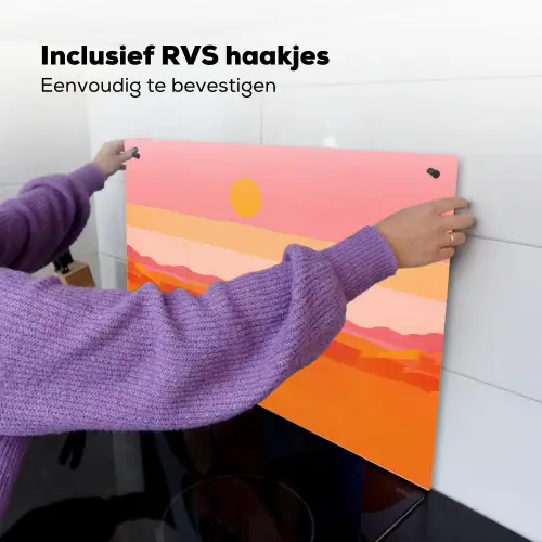 Zon - Abstract - Landschap - Oranje Inductie beschemer met haakjes klein -ky-ophangen-nl