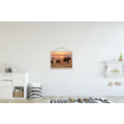 Olifanten - Savanne - Zonsondergang - Afrika - Warm textielposter latten blank klein -kinderkamer