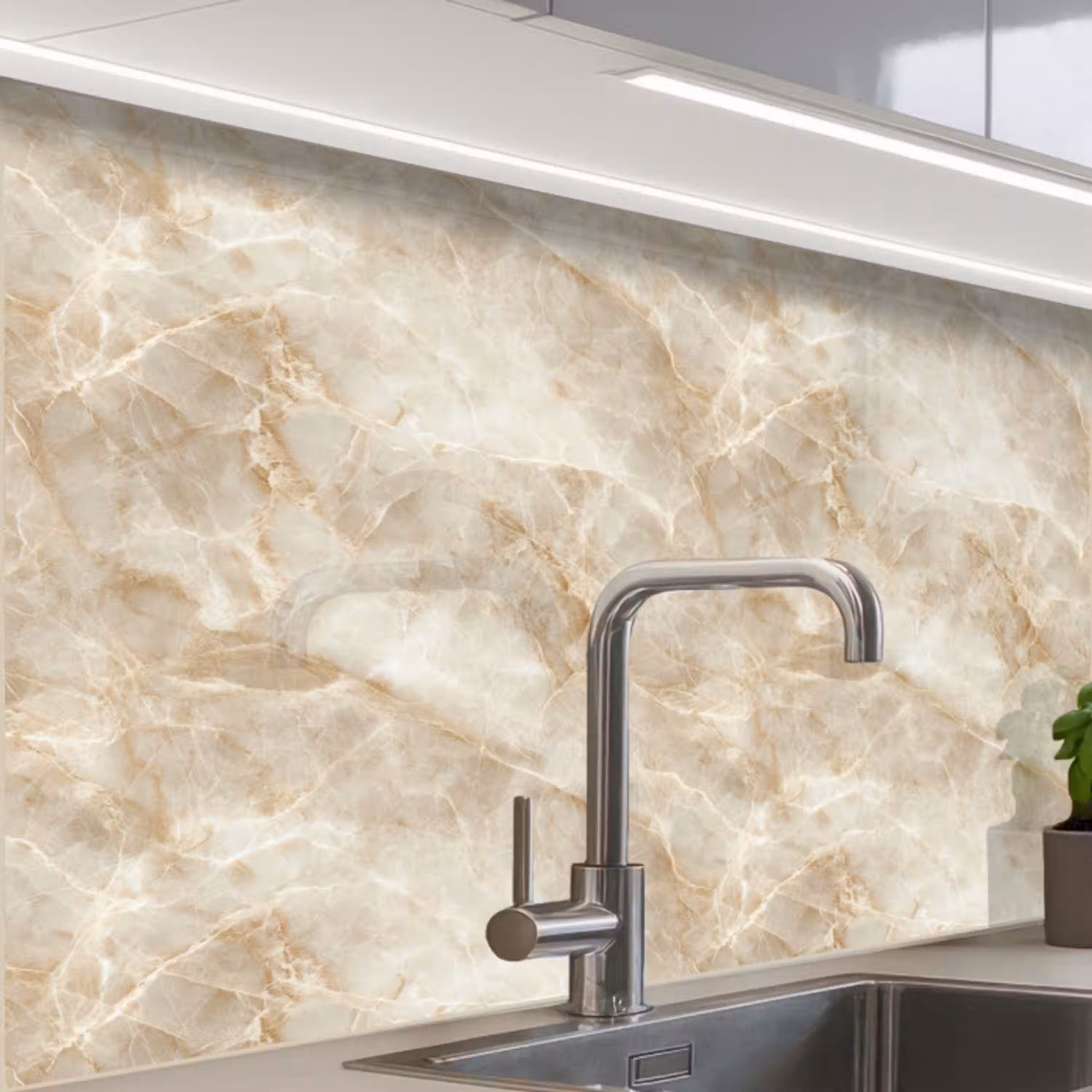 Lichtbeige - Onyx - Subtiel keuken achterwand 2 middel 865 -zzzz3d_schuin