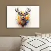 Hert - Ree - Gewei - Kunst - Verf - Dier - Kleurrijk canvas 2cm klein -sfeer3