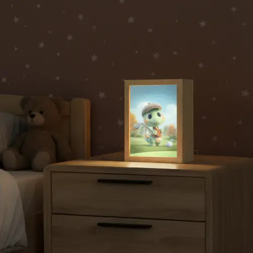 Cartoon - Dino - Groen - Golven Light Box met kabel klein -sfeer1_kind