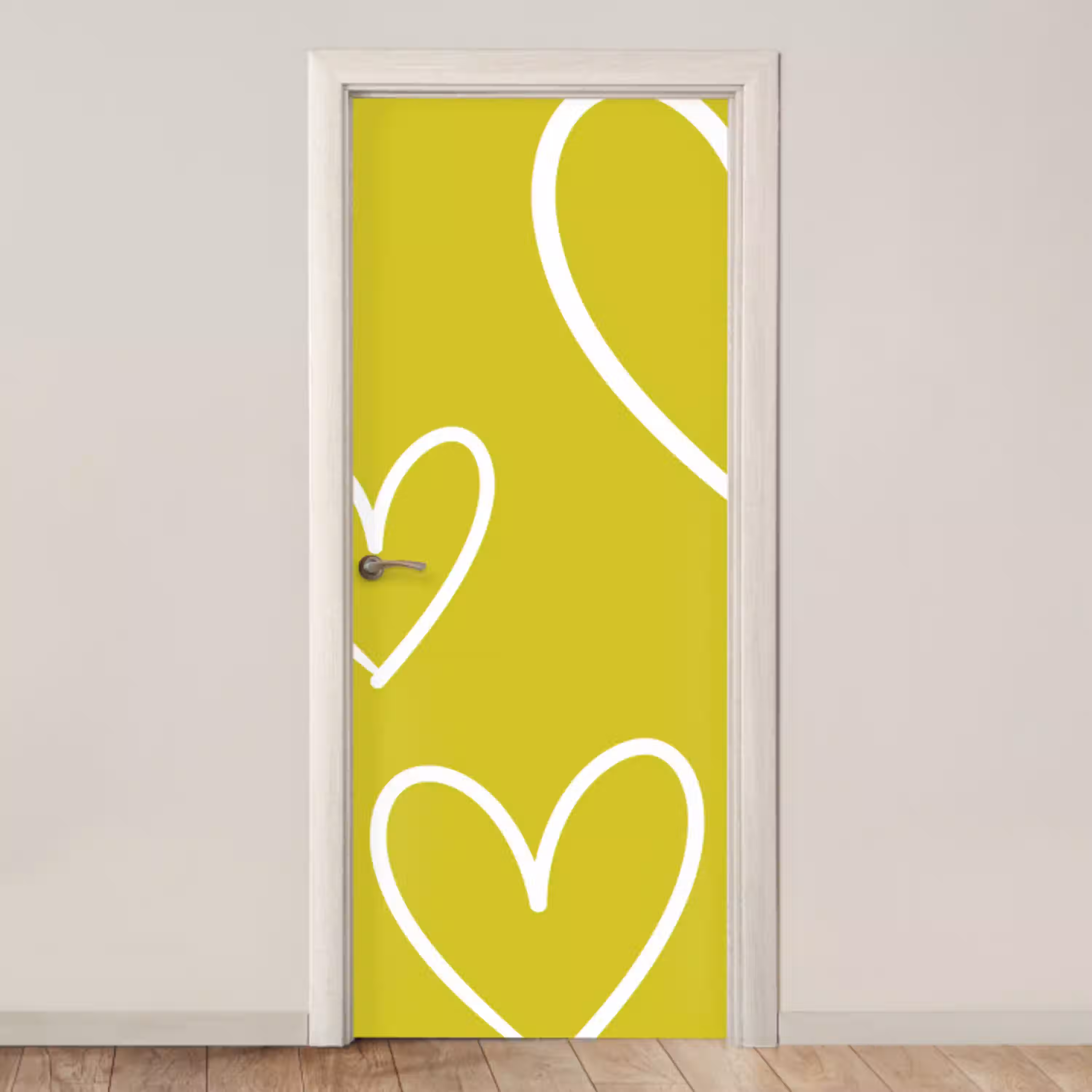 Groen - Hartjes - Wit deurposter klein -3d_beige