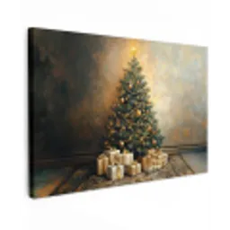 Kerstboom - Cadeaus - Goud canvas 2cm klein -z3d