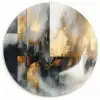 Kunst - Goud - Zilver - Abstract Wandcirkel kunststof plaat 5mm dik klein -3d