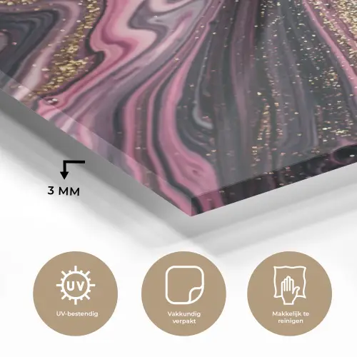 Marmerlook - Roze - Paars - Goud - Luxe - Marmer plexiglas 5mm klein -sfeer2