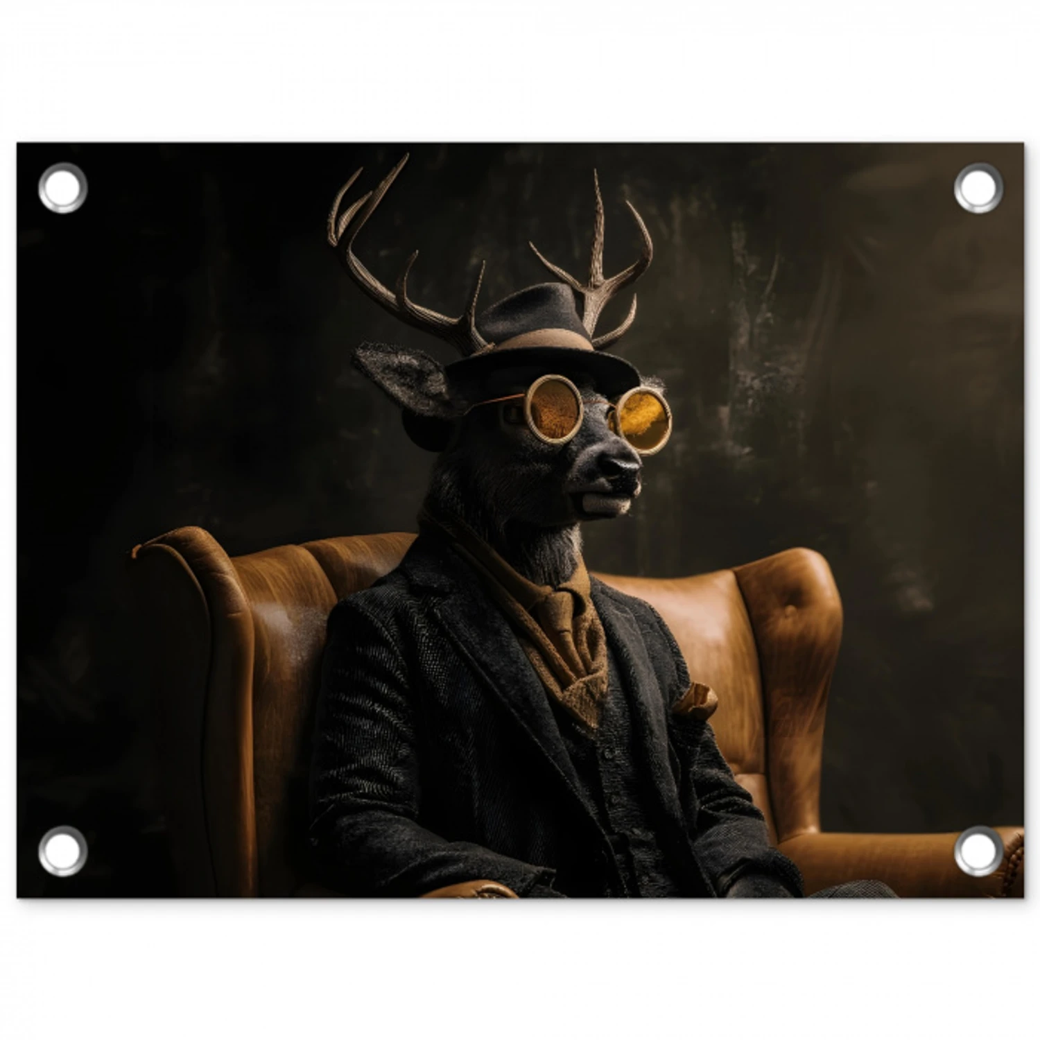 Hert - Zonnebril - Zwart - Pak tuinposter los doek klein -3d