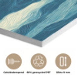 Golven - Abstract - Patroon - Blauw - Wit PET vilt klein 837 -closeup_NL