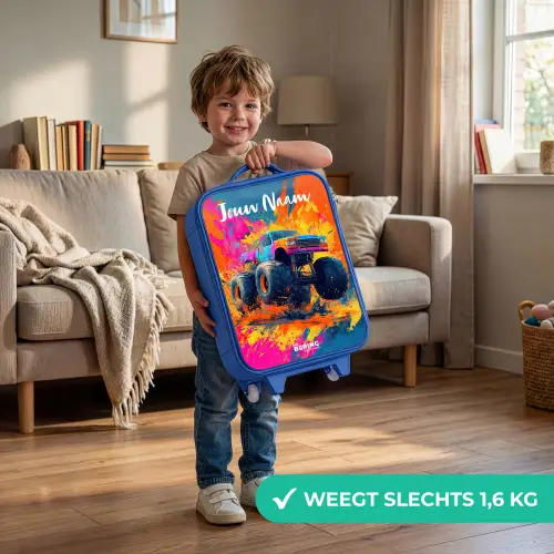 Monstertruck - Abstract - Verfspatten - Kleurrijk Kinderkoffer - Blauw klein -sfeer2_NL