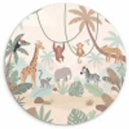 Jungle - Dieren - Groen Wandcirkel kunststof plaat 5mm dik klein -3d