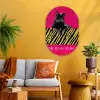 Kat - Baas - Roze - Tijgerprint Wandcirkel Ovaal Glas middel -sfeer4