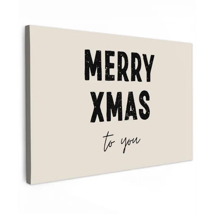 Kerst - Quotes - Merry xmas - Feestdagen - Zwart canvas 2cm klein -z3d