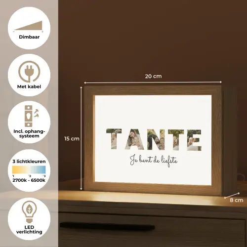 Tante - Lettercollage Light Box met kabel (Tafellamp) klein -USP_NL