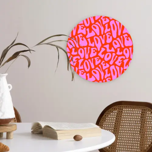 Love - Roze - Valentijn - Rood Wandcirkel plexiglas klein 852 -sfeer4