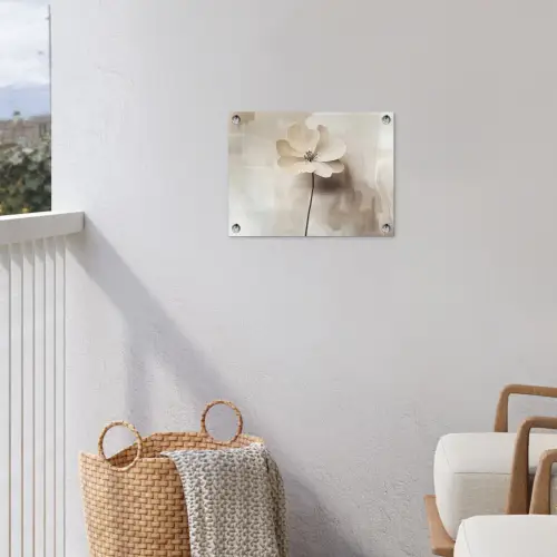 Bloem - Beige - Verf - Schaduw tuinposter los doek klein -sfeer8