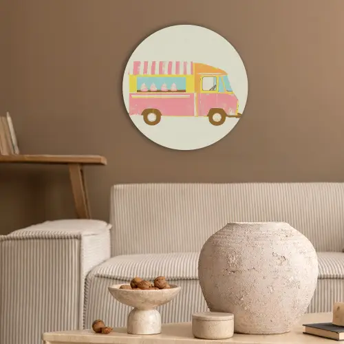 Ijskar - Retro - Softijsjes - Roze Akoestische PET Vilt - Rond klein -sfeer1