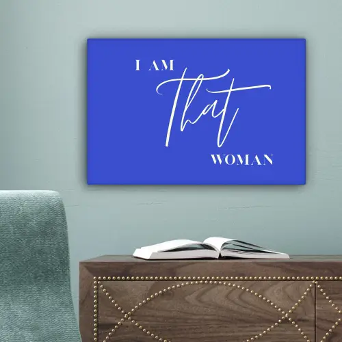 Blauw - I am that woman - Sierlijk - Minimalistisch canvas 2cm klein -sfeer4