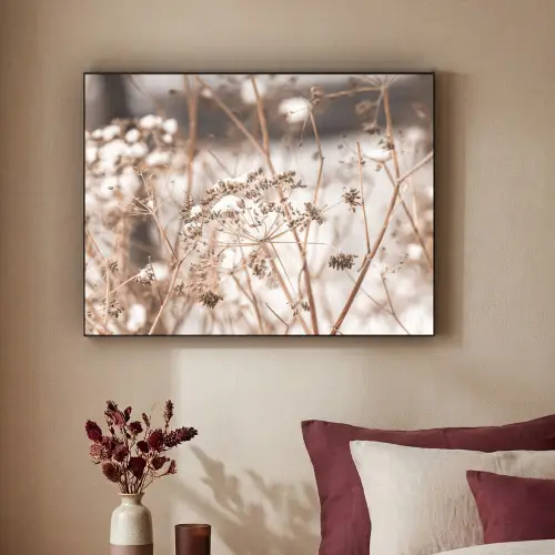 Droogbloemen - Wit - Planten Textielframe zwart klein -sfeer1