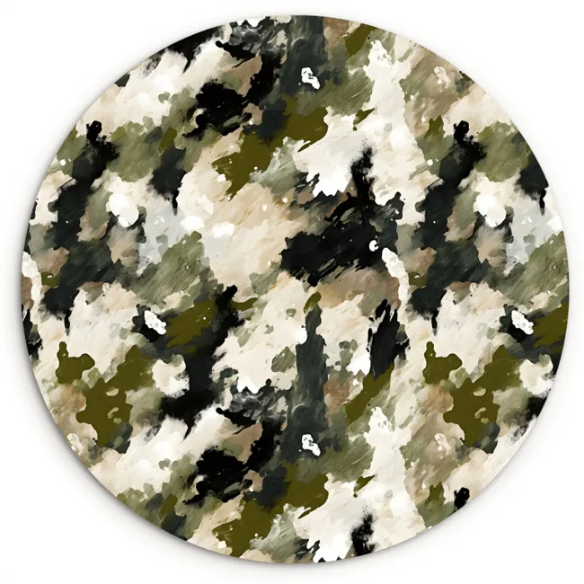 Donker - Groen - Camouflage - Schilderachtig Wandcirkel plexiglas klein 852 -3d