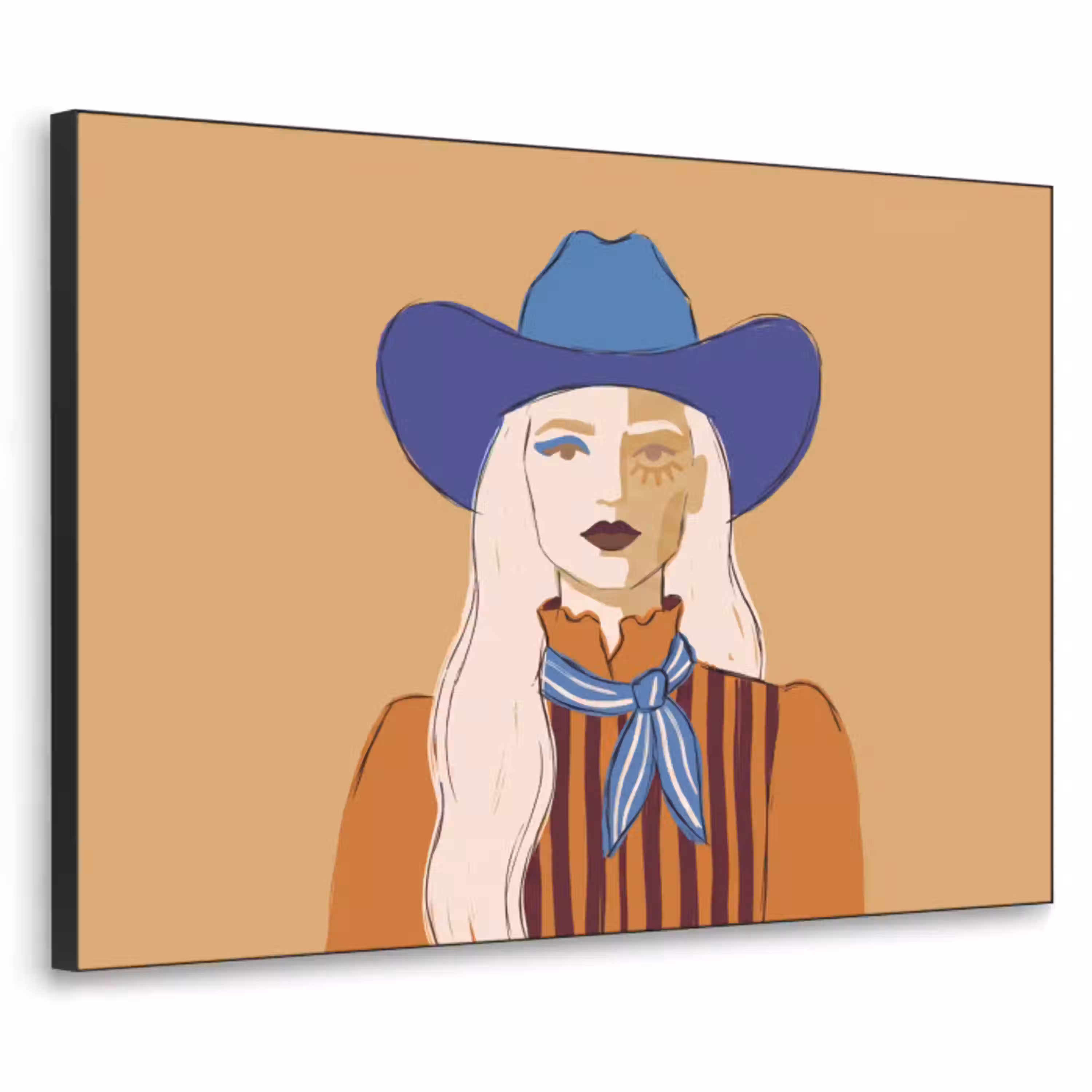 Vrouw - Portret - Abstract - Kleurrijk - Modern Textielframe zwart klein -3d