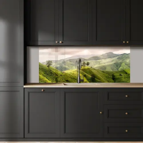 Landschap - Heuvels - Groen keuken achterwand 2 middel -sfeer1