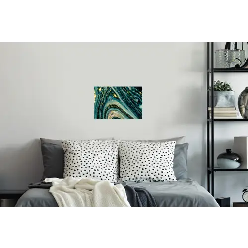 Marmerlook - Luxe - Goud - Turquoise - Glitter Muursticker klein -slaapkamer