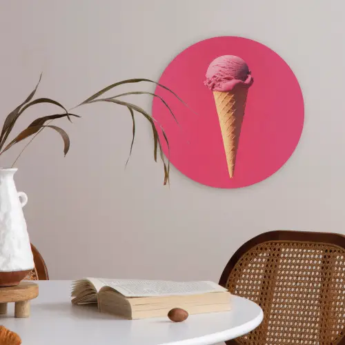 Schepijs - Roze - Hoorntje Akoestische PET Vilt - Rond klein -sfeer3