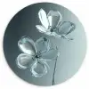 Kristal - Bloemen - Grijs Wandcirkel kunststof plaat 5mm dik klein -3d