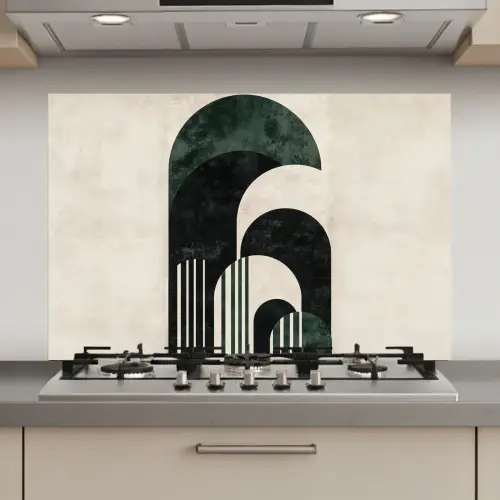 Bogen - Donkergroen - Lijnen keuken achterwand spatscherm klein -3d_website