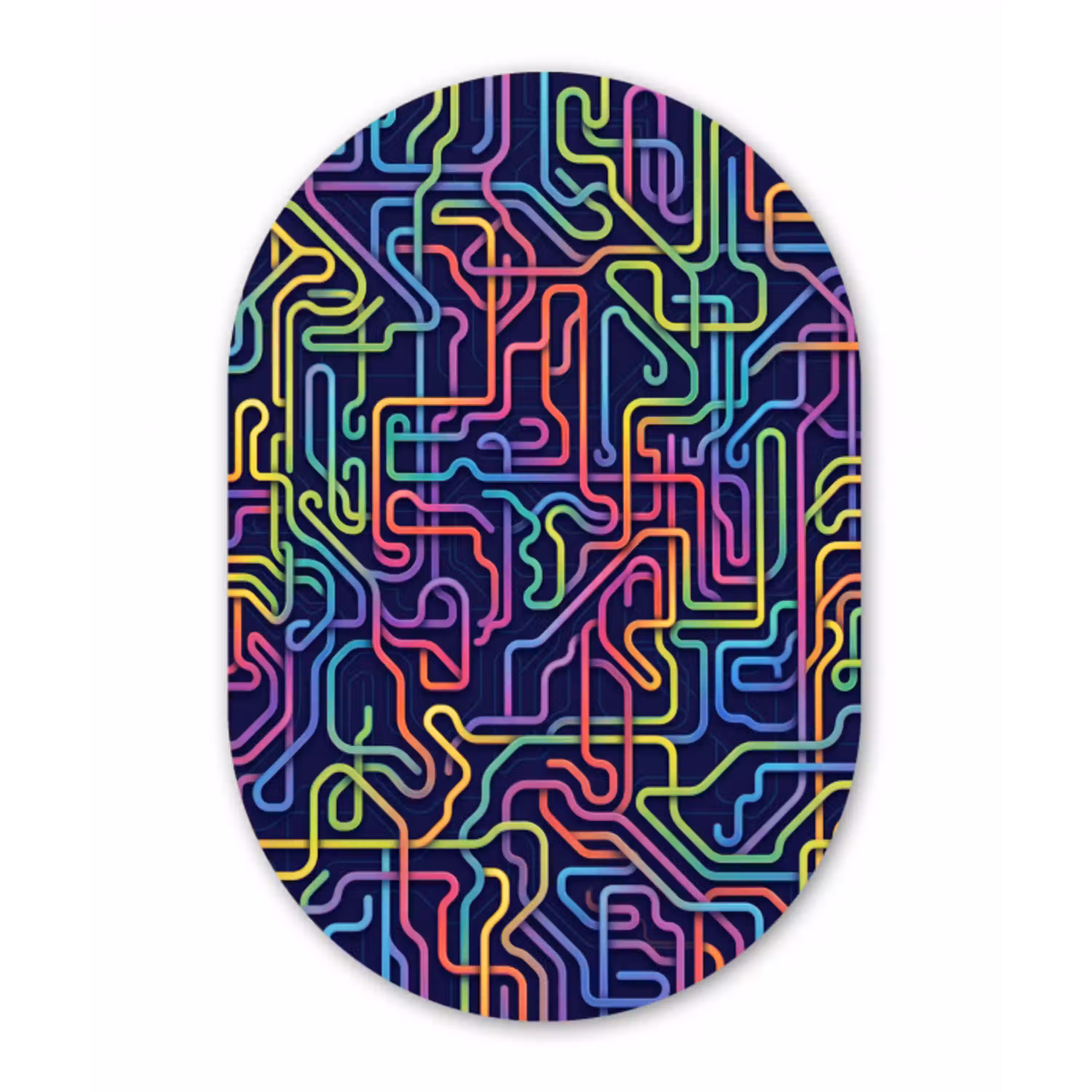 Retro - Abstract - Neon Wandcirkel Ovaal Aluminium middel -3d