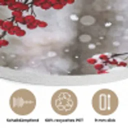 Bessen - Takken - Sneeuw - Winter - Kleurrijk Akoestische PET Vilt - Rond klein -closeup_DE