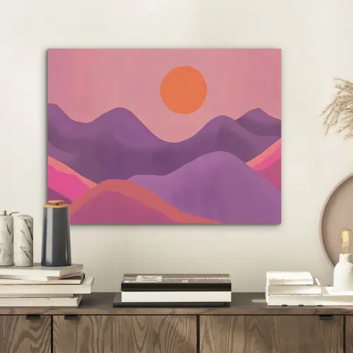 Zon - Heuvels - Paars - Abstract PET vilt klein -sfeer1