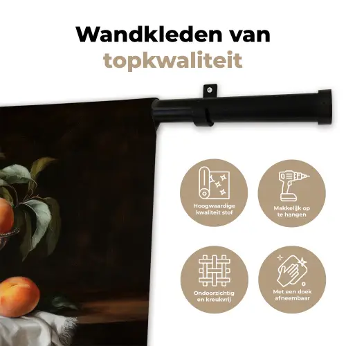 Stilleven - Perziken - Vintage Wandkleed katoen klein -sfeer2