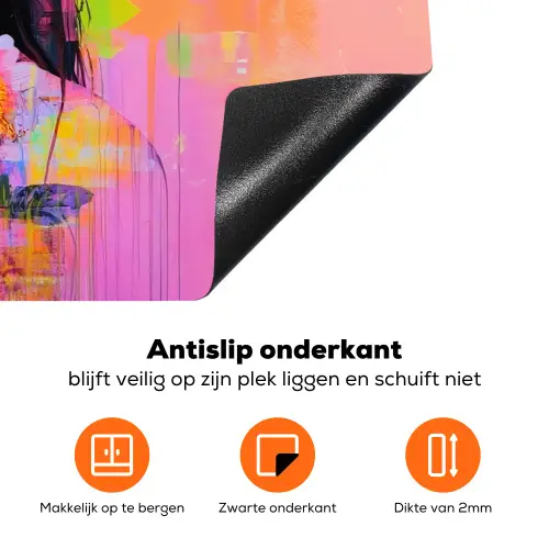 Portret - Bloemenkroon - Vrouw Inductie beschermer vinyl 3mm klein -zzzzzzz-td-onderkant