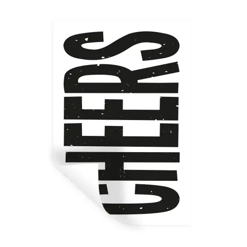 Retro - Cheers - Zwart - Decoratie Muursticker klein -3d