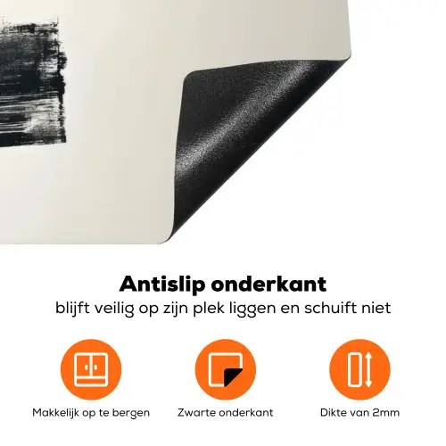 Rechthoeken - Penseelstreken - Abstract - Zwart Inductie beschermer vinyl 3mm klein -zzzzzzz-td-onderkant