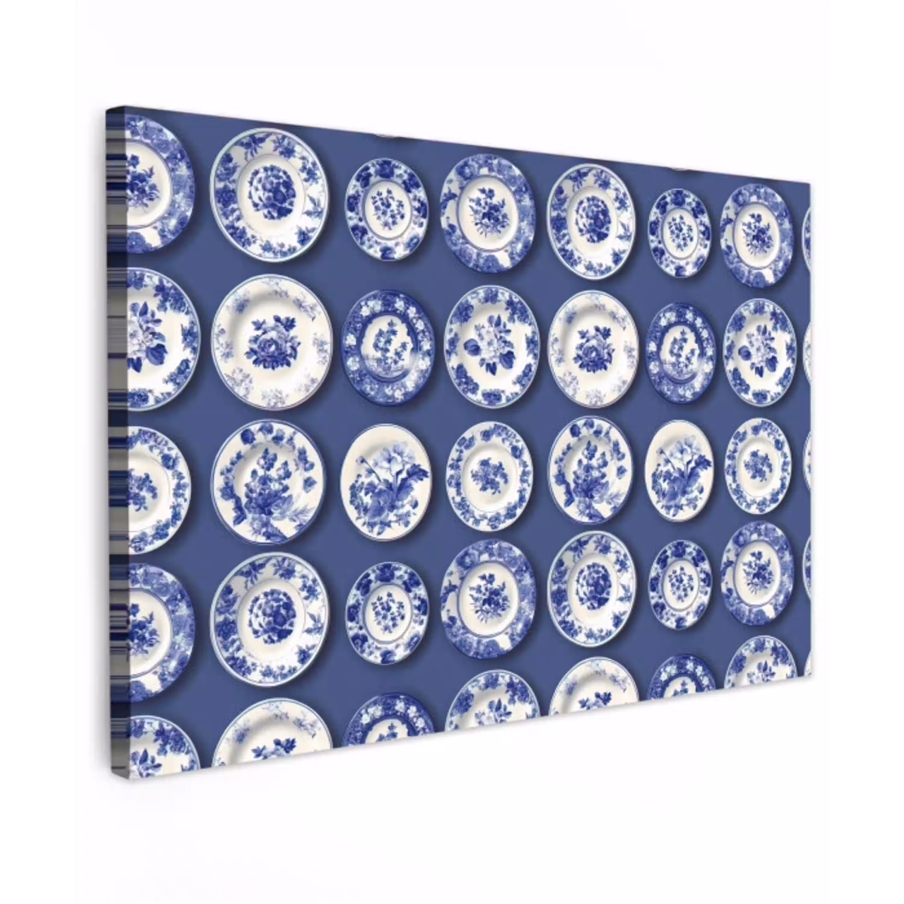Borden - Floraal - Blauw canvas 2cm klein 34 -z3d
