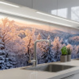 Bos - Bergen - Goud - Winter - Warm keuken achterwand 2 middel -3d_schuin