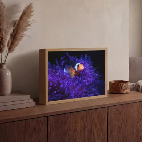 Koraal - Vis - Oranje - Zee Light Box met batterij (Wandlamp) middel -sfeer2
