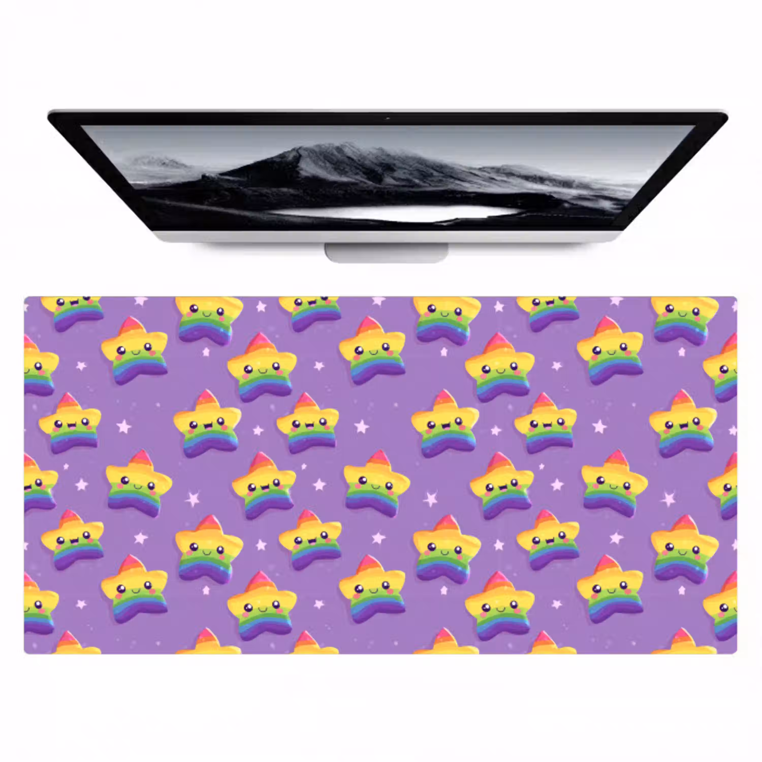 Sterren - Regenboog - Paars Muismat XXL klein 681 -zzz3d