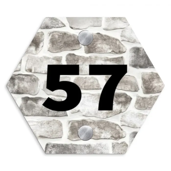 Vierkant - Natuurstenen - Traditioneel Naambord Hexagon klein -3d