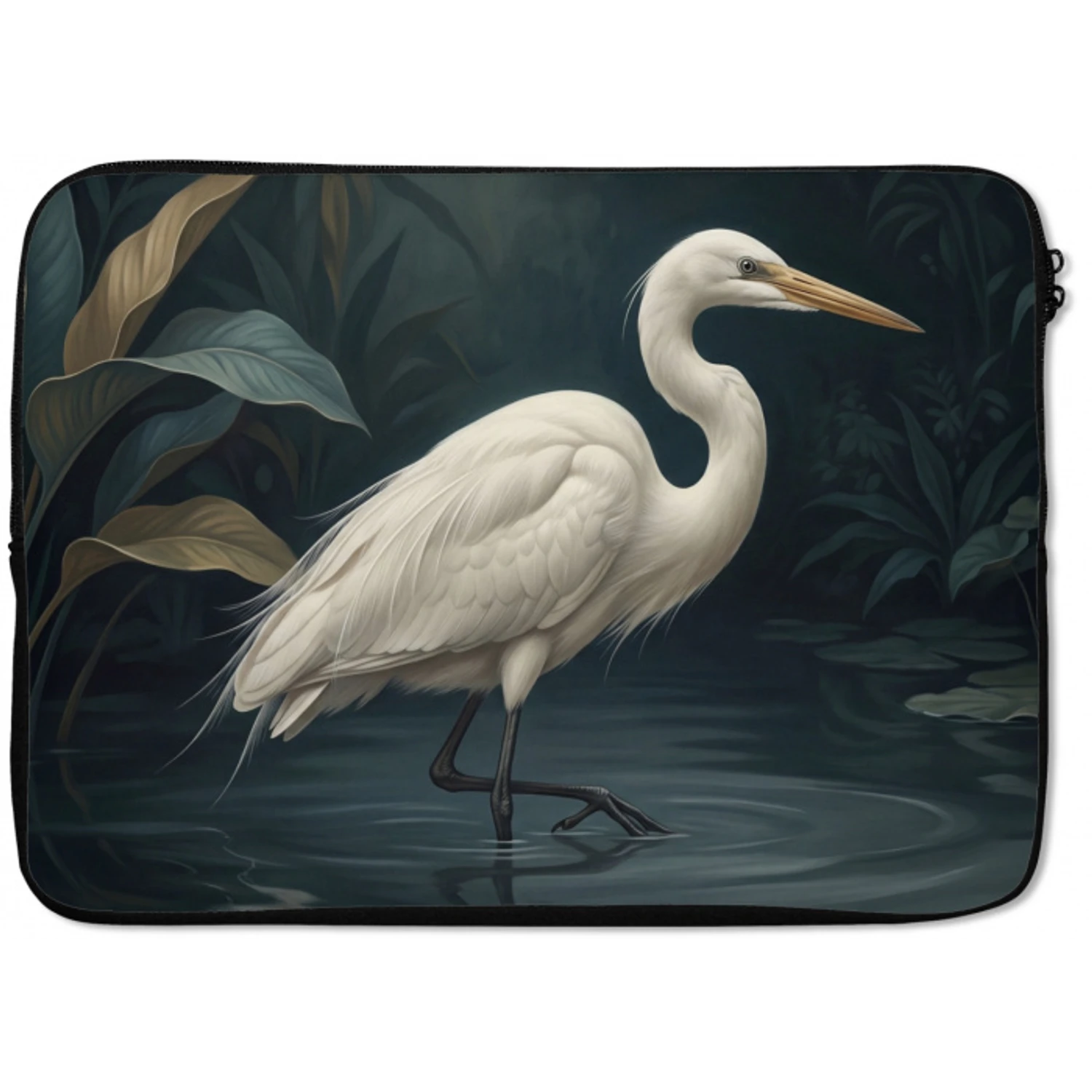 Reiger - Water - Natuur - Modern - Wit laptophoes neopreen klein -zkaufland3dotto
