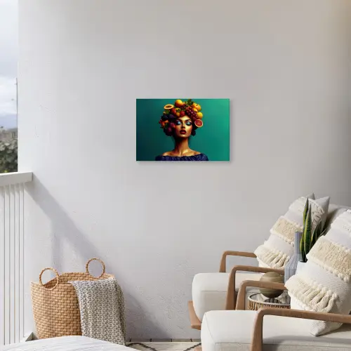 Vrouw - Hoodtooi - Tropisch - Fruit - Druiven Tuinposter op houten frame 2 cm dik klein -sfeer1
