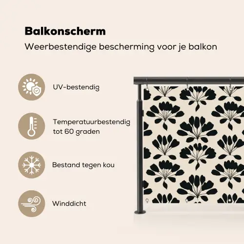 Abstract - Patroon - Zwart Balkonbeschermer Duitsland klein 596 -specs_NL