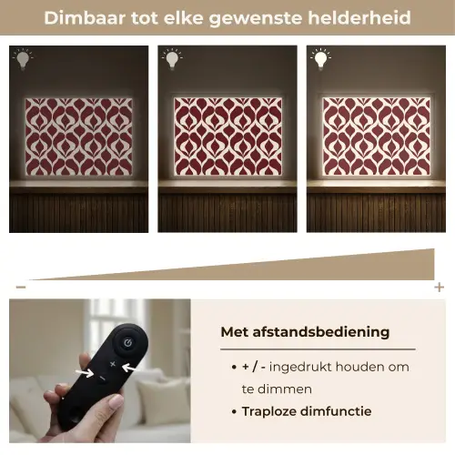 Rood - Druppelpatroon - Grafisch Light Box met batterij (Wandlamp) middel 907 -USP_dimbaarNL