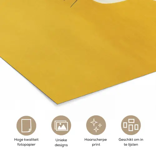 Cheetah - Illustratie - Geel poster papier klein -closeup_NL