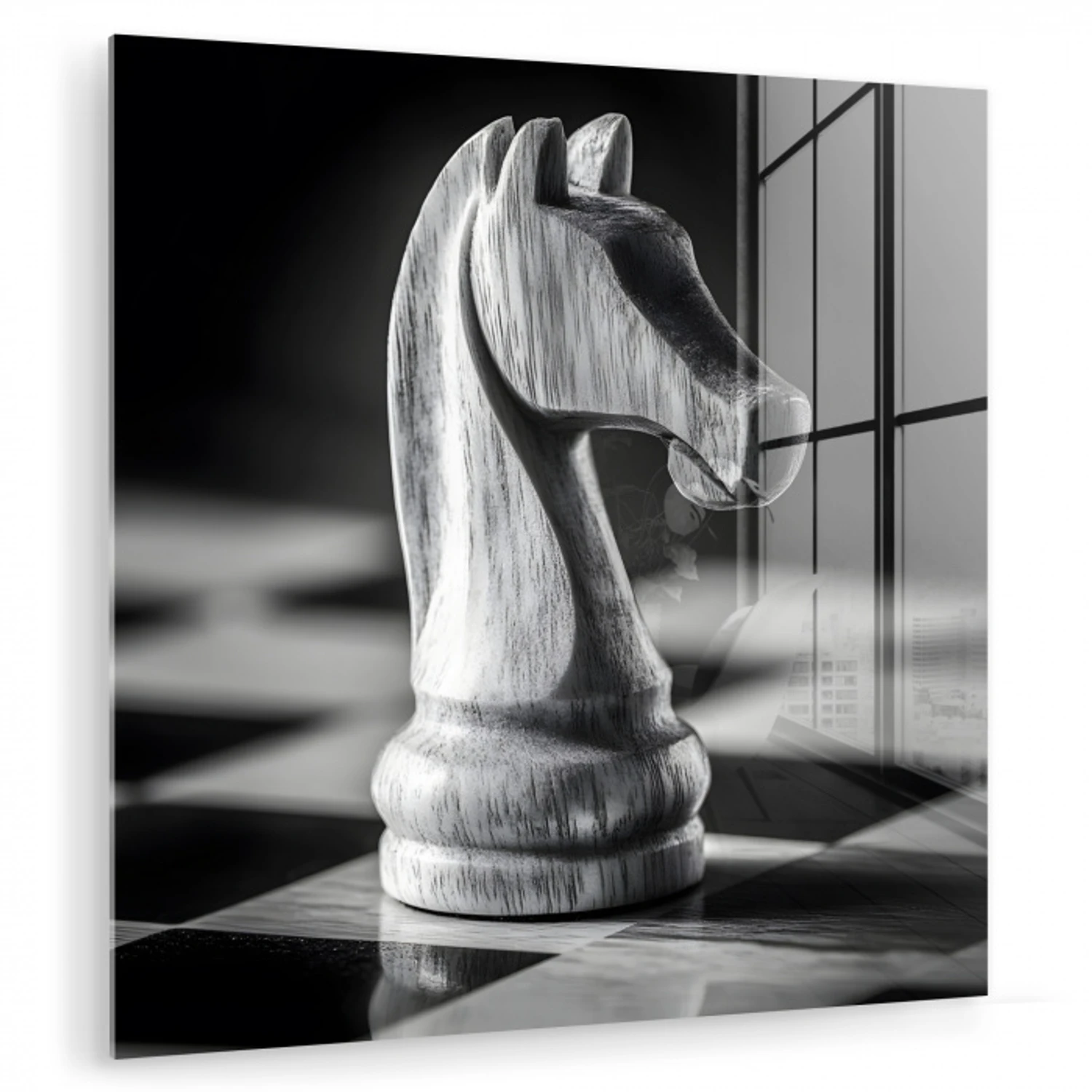 Paard - Hout - Schaalbord - Zwart plexiglas 5mm klein -zzzproduct_nieuw