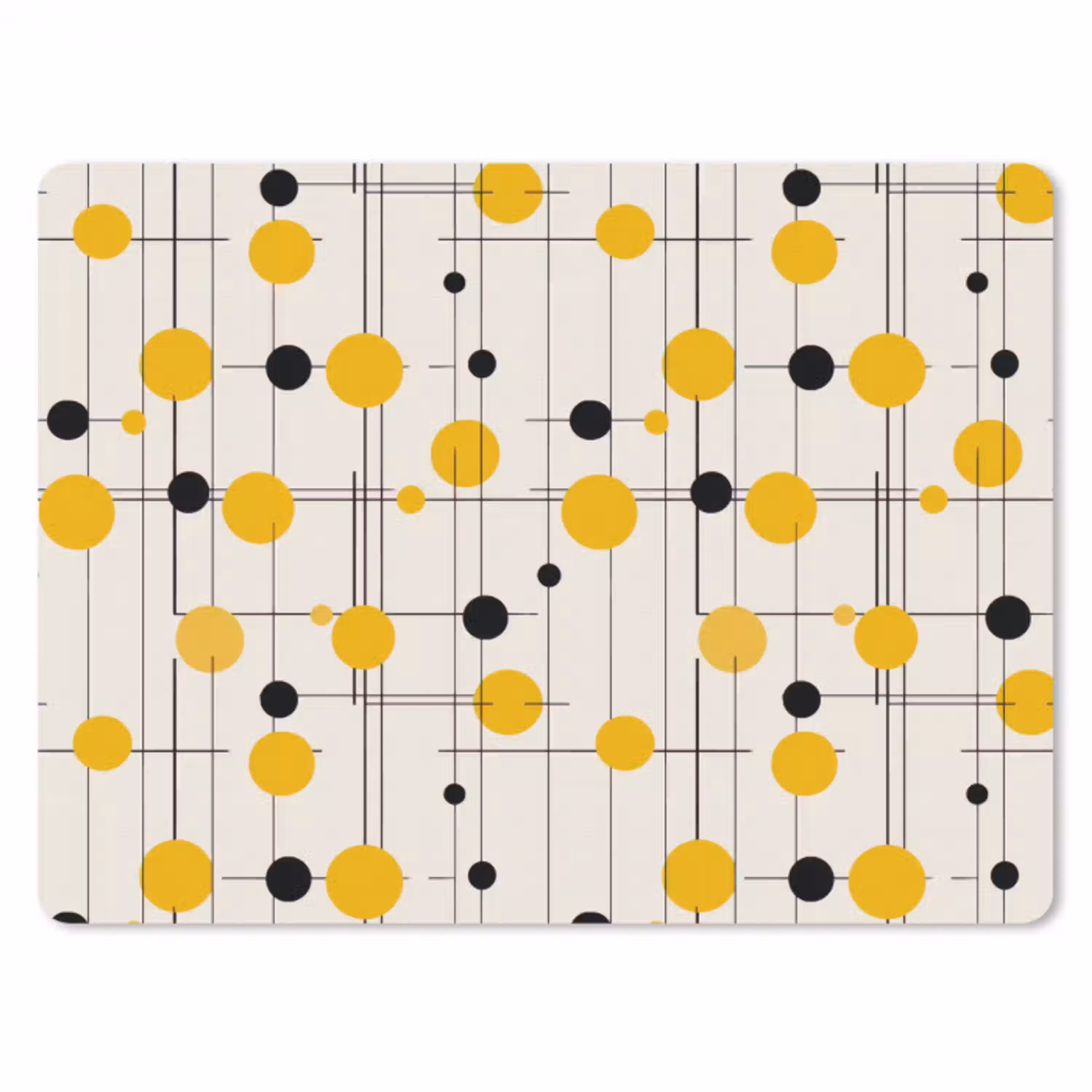 Geometrisch - Retro - Lijnen - Okergeel - Zwart muismat rubber klein 262 -3d
