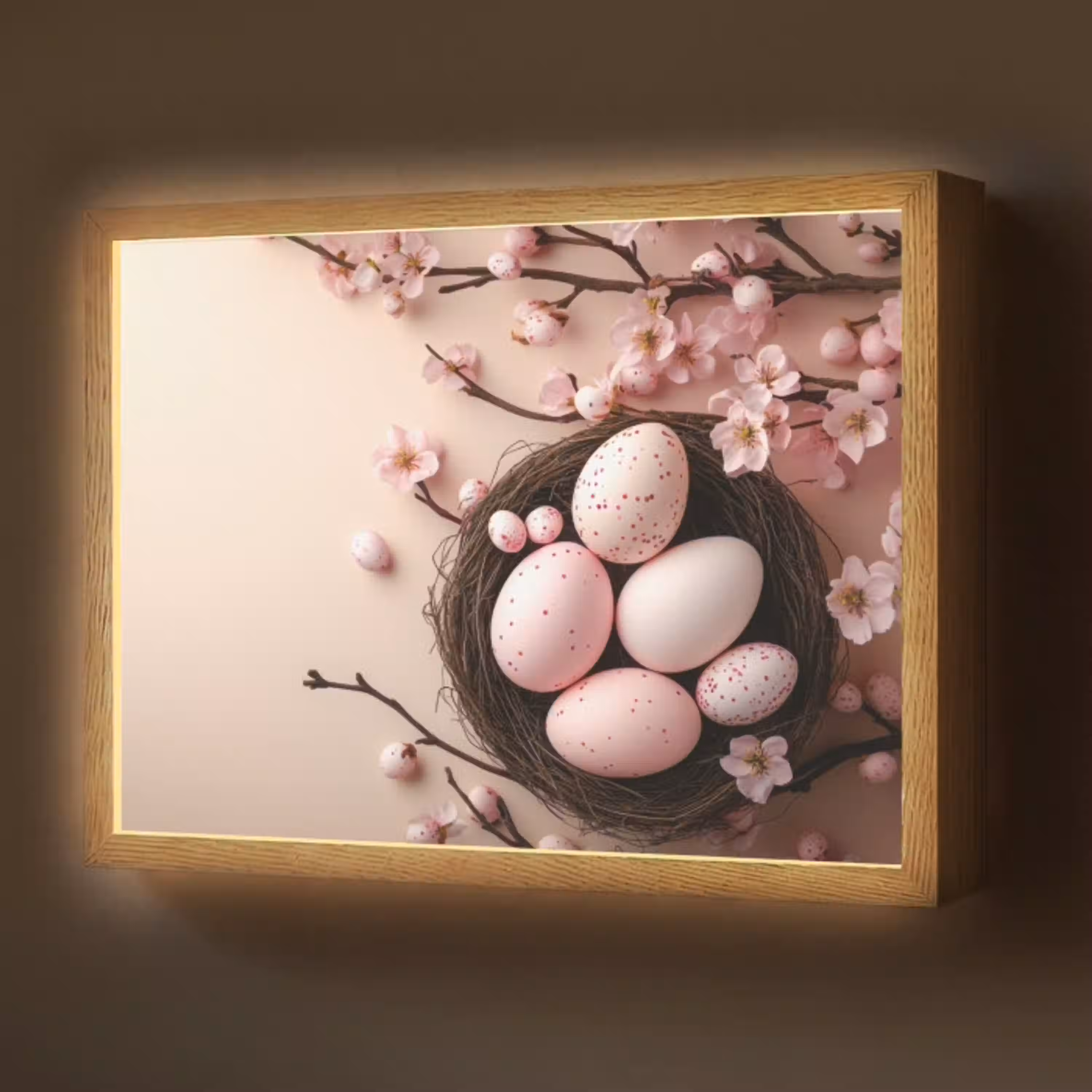 Roze - Bloesems - Eieren Light Box met batterij (Wandlamp) middel -z3d_website