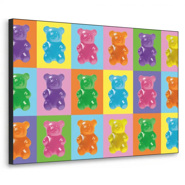 Art- Snoep - Kleurrijk Textielframe zwart klein -3d